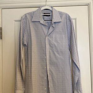 Nordstrom Smart-care dress shirt. Trim fit 15 - 34/35. White and blue